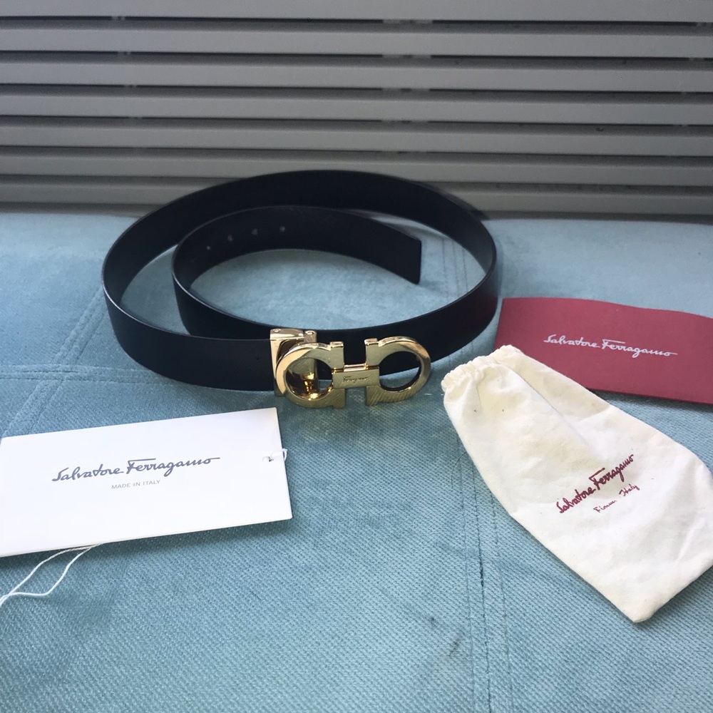 Salvatore Ferragamo belt with gold hardware
